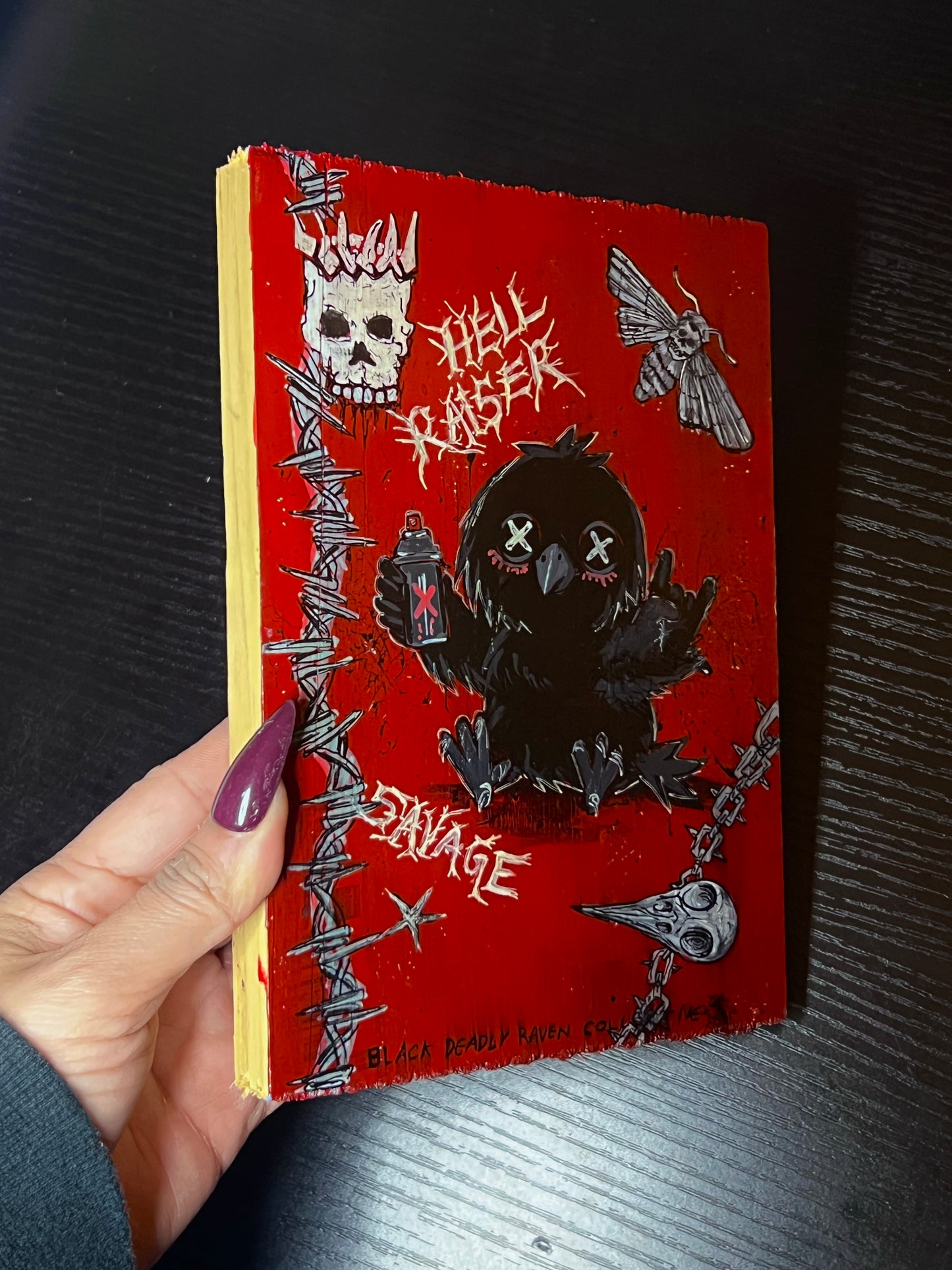 Hell Raiser Original Raven Graffiti Art on Wood
