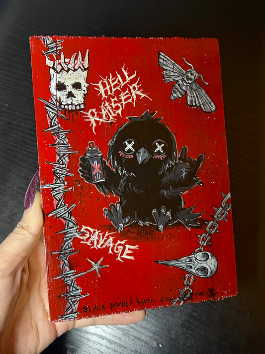 Hell Raiser Original Raven Graffiti Art on Wood